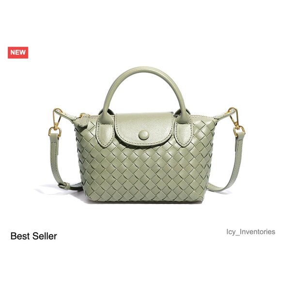 Braided Faux Leather Top Handle Satchel Mini Bag for Daily Use